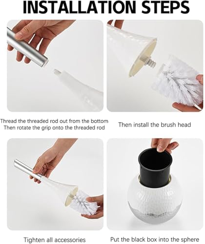 Hideaway Toilet Brush Set, Hammered Gold | Small Bathroom Space-Saver | Anti-Splash Shield & 360° Deep Clean | Housewarming Gift for Homeowners | Rust-Proof ABS Modern Bath Accessories - color: Gold
