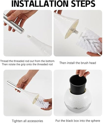 Hideaway Toilet Brush Set, Hammered Gold | Small Bathroom Space-Saver | Anti-Splash Shield & 360° Deep Clean | Housewarming Gift for Homeowners | Rust-Proof ABS Modern Bath Accessories - color: Gold