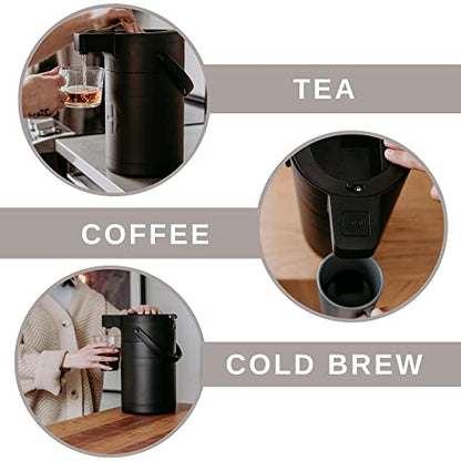 Airpot Coffee Dispenser with Pump - 85 oz Stainless Steel Carafe - color: Black