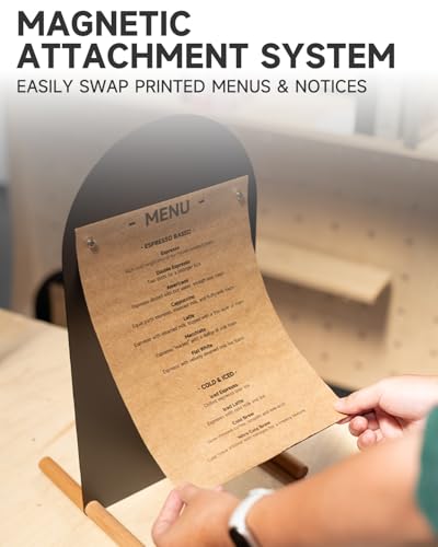 Tabletop Menu Display Stand with Writable Board and Magnetic Holders - size: A4 Vertical (17 × 9.5 in)