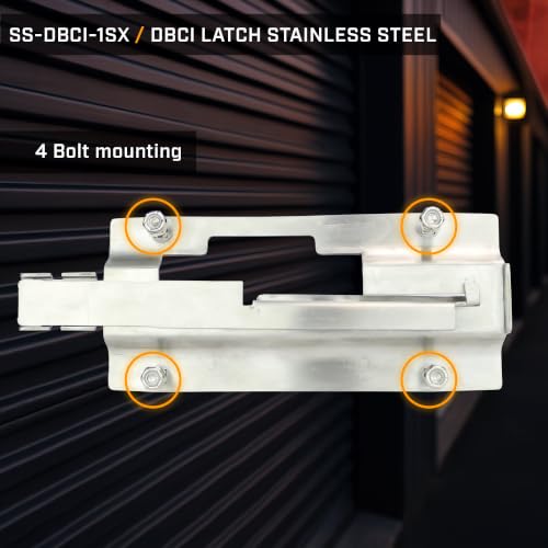 DBCI Overhead Roll Up Door Latch, Stainless Steel 7-1/2" x 3-1/2", with 4 Bolt mounting, New Product with Minor Surface Marks. - size: SS-DBCI-1SX