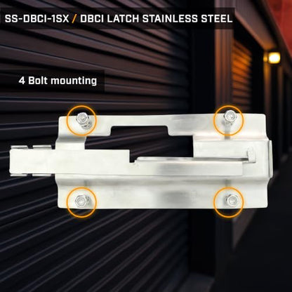 DBCI Overhead Roll Up Door Latch, Stainless Steel 7-1/2" x 3-1/2", with 4 Bolt mounting, New Product with Minor Surface Marks. - size: SS-DBCI-1SX