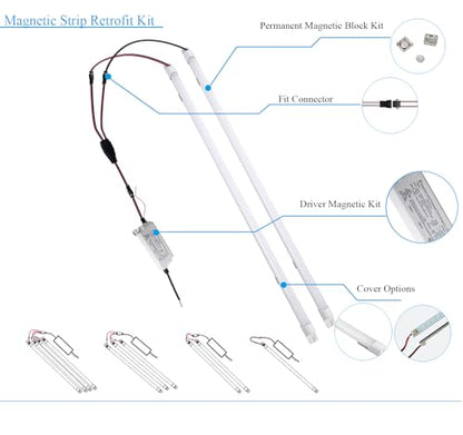 4FT Magnetic LED Troffer Retrofit Kit, 2x4 FT LED Retrofit Kit,36W,5000K Daylight White,Super Bright 5400LM,0-10V Dimmable,T8 T10 T12 Fluorescent Replacement,UL Cert,Quick Easy Install - color: With Cover