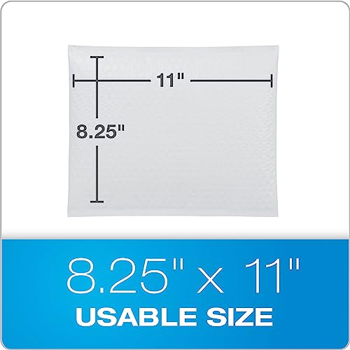 Quality Park Bubble Mailers, 8.5 x 11 Shipping Envelopes, Water Resistant White Poly Padded Envelopes, Redi-Strip Peel Off Closure, 25/Box (QUA85859) - size: One Size