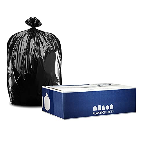 Plasticplace 40-45 Gallon Trash Bags │ 2.0 Mil │ Black Extra Heavy Duty Garbage Can Liners │ 40" x 46" (100 Count) - color: Black, size: 1 Count (Pack of 100)