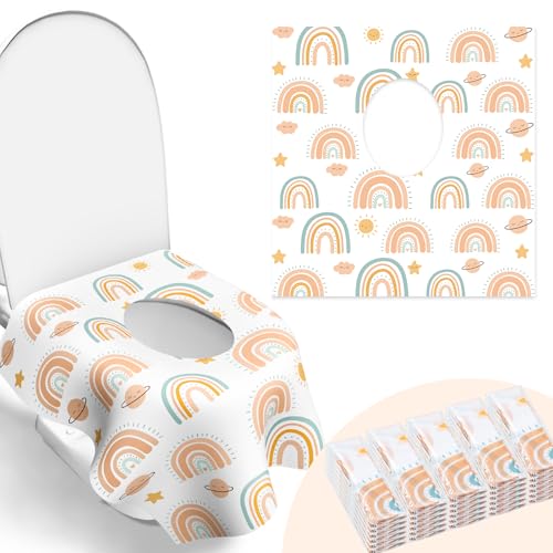 30 Pack Toilet Seat Covers Disposable, Individually Wrapped for Travel, Large Waterproof Potty Covers for Kids and Adults,Toddler Potty Training for Public Restroom, Airplane, Trip - Rainbow - color: Rainbow