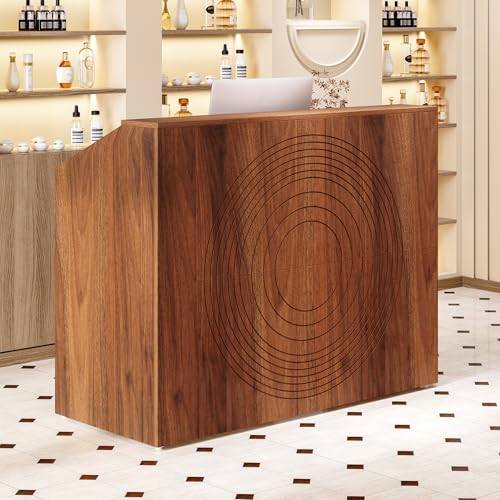 LITTLE TREE 47-Inch Reception Desk with Counter, Oak Front Desk Reception Room Table, Retail Counter for Checkout, Modern Welcome Desk for Lobby, Office, Beauty Salon - color: Oak