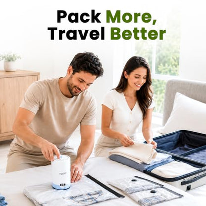 Compression Packing Bags with Rechargeable Air Pump, 20 Pack Combo Size Vaccum Bags for Luggage and Suitcase, Space Saver Vacuum Storage Bags for Clothes, Bedding, Blankets and Moving