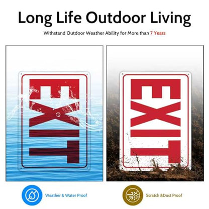 (4 Pack) Exit Sign, 10"x 7" Rust Free Reflective Aluminum Metal Sign, Fade Resistant, Waterproof, Easy to Mount