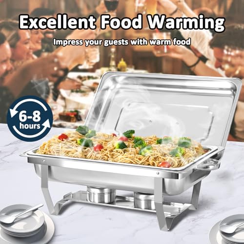 Chafing Dish Buffet Set 6 Pack 9QT Full Size Pans - size: 6-Pack Silver