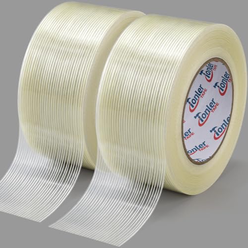 Filament Strapping Tape 2" x 60Yd 2 Rolls Fiberglass Reinforced - size: 2 Rolls 2 In x 60 Yd