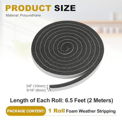 uxcell Weather Stripping Door Seal, 3/8" x 5/16" (1 Roll, 6.5Ft) - size: 3/8" x 5/16" (6.5 Ft)