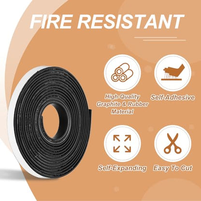 Smoke Fire Seal Strip 9.8Ft 10mm/0.39" Wx 2mm/0.08" T Black - color: Black, size: 9.8FT x 10mm / 0.39" W x 2mm / 0.08" T