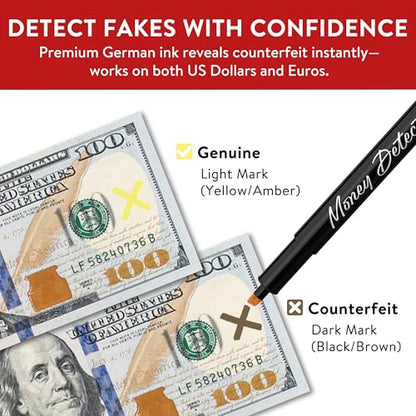 PONNOR Counterfeit Money Detector Pen (30 Pack) Bill Marker Universal False Currency Checker Cash Tester with 30% More Ink with Upgraded Chisel Tip for Personal & Commercial Use