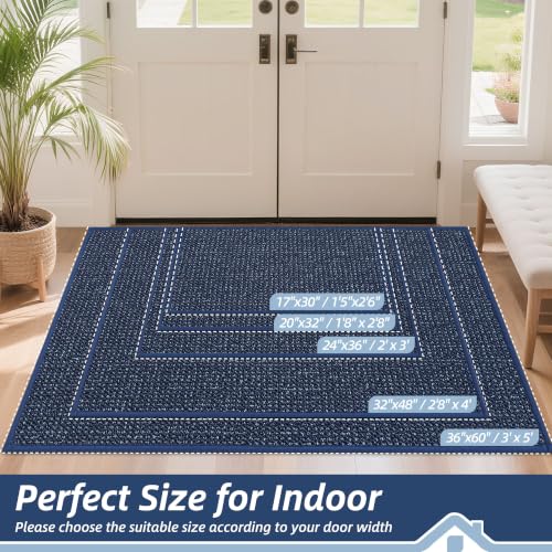 BEQHAUSE Dirt Trapper Door Mat 17" x 30", Non-Slip Doormats, Blue - color: Blue, size: 17" X 30" (Rectangular)