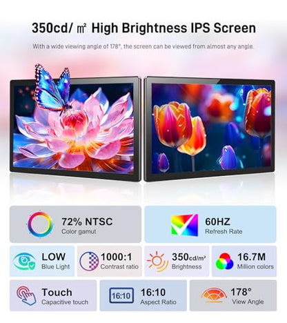 10.1 Portable Touchscreen Monitor,HDMI USB-C for Travel Mac (dark black) - color: dark black