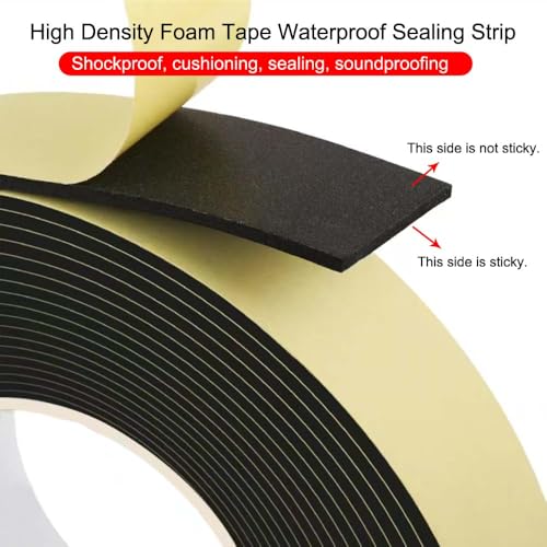 High Density Foam Tape Waterproof Sealing Strip, Single-Sided Adhesive EVA Self Adhesive Weather Strip for Insulating Door Frame, Window, Air Conditioner (0.6in X 32.8Ft,1/8 in Thick) - style: 0.6in X 32.8Ft,1/8 in Thick