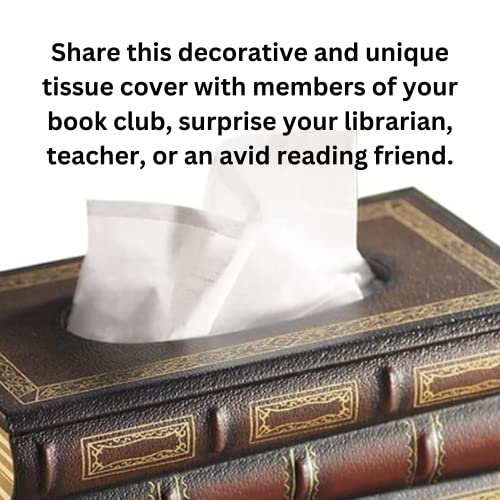 Bibliophile’s Book Tissue Dispenser | Covers Standard Box | Facial Tissues Holder | Office, Living Room, Bedroom, Bathroom