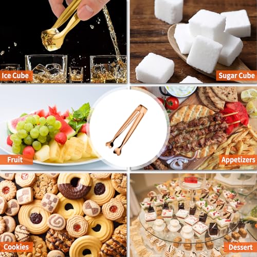 Small Serving Tongs, Anytrp 12-Pack Stainless Steel Sugar Tongs, 5.3inch Kitchen Metal Appetizers Tong for Serving Food, Buffets, Coffee Bar, Tea Party, Desserts Party and Ice Bucket - color: Rose Gold, size: 5.3inch-12pcs