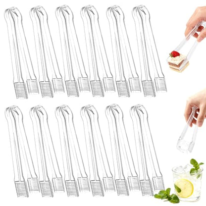 10Pcs Clear Plastic Serving Tongs, 6.3 Inches Small Disposable