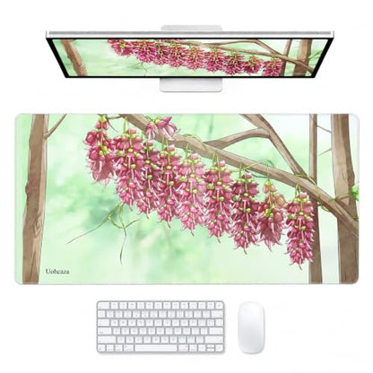 Large Mouse Pad Pink Wisteria Desk Mat Extended Keyboard Cover 35.4 x 15.7 - color: Pink Dream Visteria