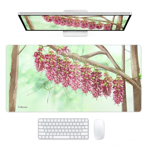 Large Mouse Pad Pink Wisteria Desk Mat Extended Keyboard Cover 35.4 x 15.7 - color: Pink Dream Visteria