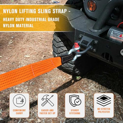 2PCS 3" x10Ft Lift Sling Straps 28000LBS Heavy Duty Tow Strap