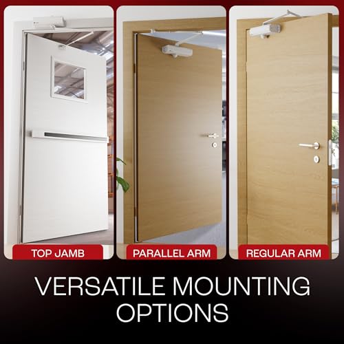 PrimeWare DC-600 Adjustable Automatic Door Closers for Home | Soft Close, No Slam | Residential and Commercial Door Closer | Level 1-6 | for Doors Weighing 30-300 lbs | Hydraulic Door Spring - White - size: Level 1-6, style: White