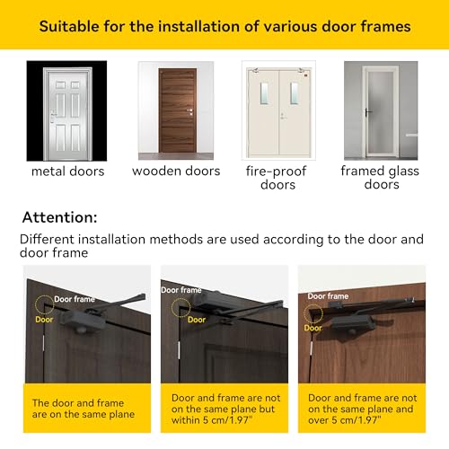 Automatic Door Closer Heavy Duty Spring Size 2 Hydraulic Aluminum Alloy UL 3-Hour Fire Rating Surface Mounted Home Commerical Door Closures Hold Open Adjust Speed Door Weights 88-144 Lbs - size: Model 165 Black Hold Open-Door Weight 88-144 Lbs