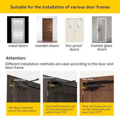 Automatic Door Closer Heavy Duty Spring Size 2 Hydraulic Aluminum Alloy UL 3-Hour Fire Rating Surface Mounted Home Commerical Door Closures Hold Open Adjust Speed Door Weights 88-144 Lbs - size: Model 165 Black Hold Open-Door Weight 88-144 Lbs