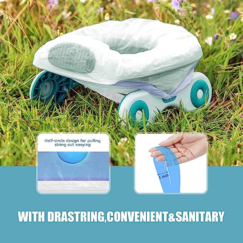 Portable Travel Potty Chair Liners Bags with Drawstring 90 PCS (18×20 INCH) - color: White