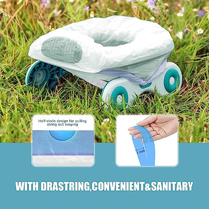 Portable Travel Potty Chair Liners Bags with Drawstring 90 PCS (18×20 INCH) - color: White
