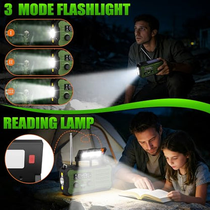 Emergency Radio Hand Crank Solar, 10000mAh/37000mWh Emergency Weather Radio
