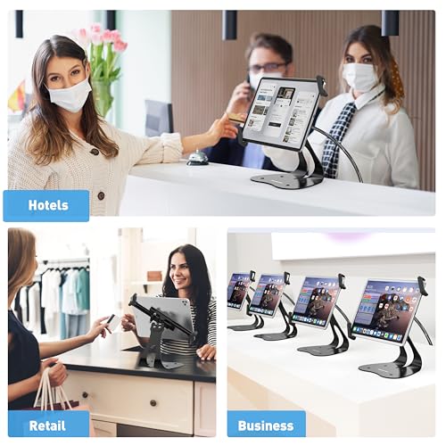 AboveTEK Anti-Theft iPad Kiosk Stand, 360° Swivel POS Tablet Mount with Security Cable & Key, Fits 7–13-inch iPad & Samsung Galaxy Tab, Perfect for Retail & Business