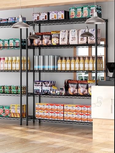 Golpart 5Tier Adjustable Storage Shelves Metal Wire Shelving Standing Shelf - color: Black, size: 5-tier-18"Dx46"Wx77"H
