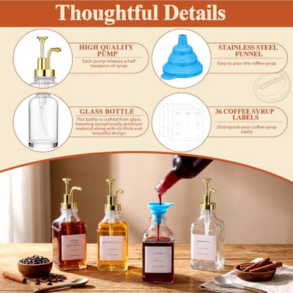 Silifine 11 Pcs 16.9 oz Coffee Syrup Dispenser Set, Square - style: Square