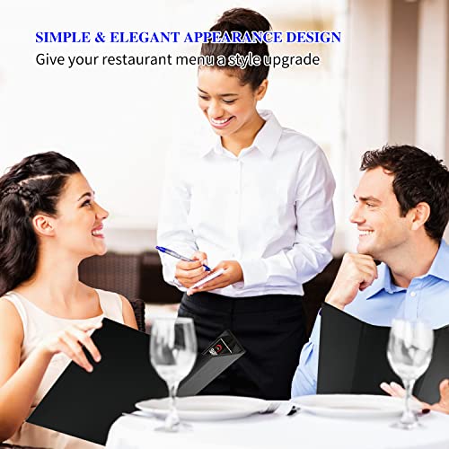 4.25 X 11 inches Leather Menu Covers with Strong Wood Inside, Black Leather Menu Holder Three View Page Panel for Restaurant,Wine List, Drinks, Cafes, Bar, Hotel,Cocktail(4.25" X 11"/3 Views/1 pcs) - size: 4.25 x11 inch/3 views/1 pcs
