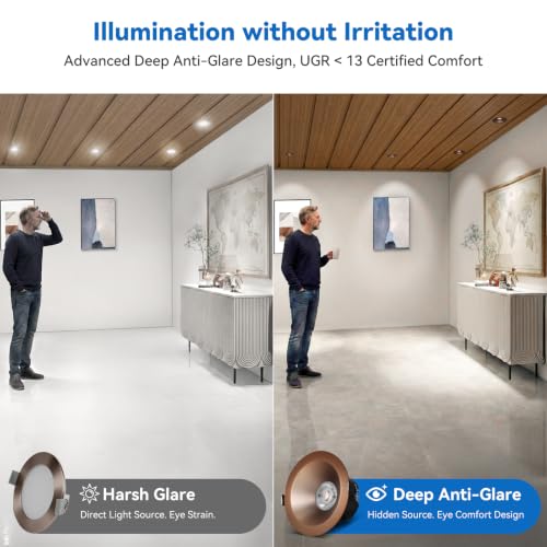 CycevSun Oil Rubbed Bronze 4 Inch Anti-Glare LED Recessed Lights, 6-Pack - color: Oil-Rubbed Bronze, size: 4 Inch
