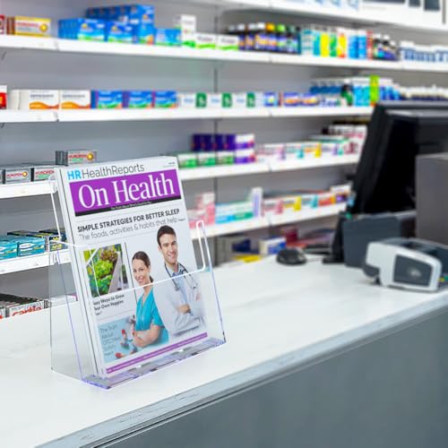 Marketing Holders 12 Pack Brochure Holder for 8.5" Flyers Clear Acrylic Freestanding Tabletop Printed Literature Display for Retail Stores Business Offices and Libraries - size: 8.5"