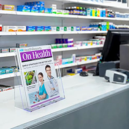 Marketing Holders 12 Pack Brochure Holder for 8.5" Flyers Clear Acrylic Freestanding Tabletop Printed Literature Display for Retail Stores Business Offices and Libraries - size: 8.5"