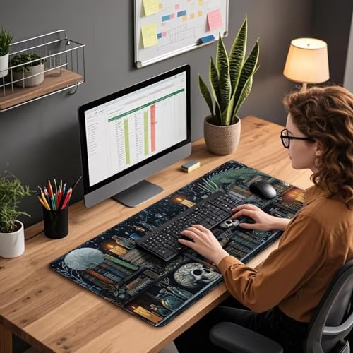 Mystical Gothic Library Large Gaming Mouse Pad Desk Mat 31.5x15.7 - color: Gothic Library