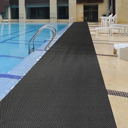PVC Drainage Floor Mat Non-Slip Commercial Wet Area Mat for Outdoor and Indoor Restaurant Kitchen Bar Swimming Pool Splash Matting Water Drain Flooring Mat (Black, 3FTX16.4FT) - size: 3FTX16.4FT