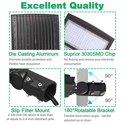 LED Parking Lot Lights 5000K Shoebox Street Pole Lighting Fixture 42000LM - color: 300W/240W/200W + (100-277V 5000K), size: Adjustable Slip Fitter Mount Bracket