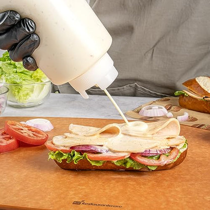 Restaurantware 32oz. FIFO Inverted Plastic Squeeze Bottle with Refill and Dispensing Lids - First In First Out - Perfect for Restaurants, Catering, and Food Trucks - 1ct box - style: 32 oz