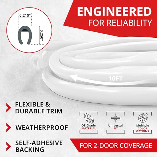 All-Fit Automotive Car Door Edge Protector Made in the USA (10 Ft - White) - color: White