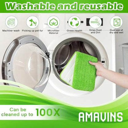 AmaVins 3 Pack Microfiber Cleaning Pads, Reusable Microfiber Mop Pads for 18 Inch Mop, Hardwood Floor Replacement Cleaning Mop Pads, Machine Washes - color: Green 3 Pack