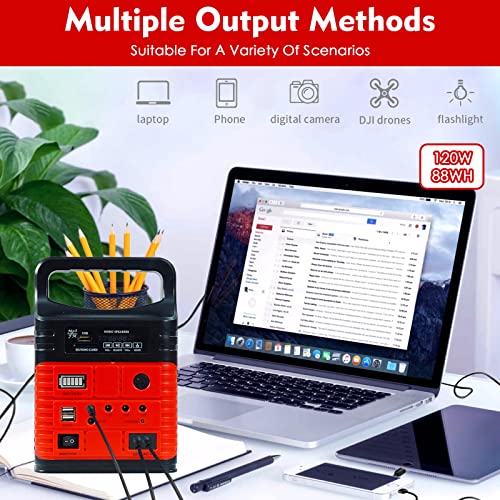 Portable Solar Generator with Panel,10000mAh Power Station for Camping - color: Red Color