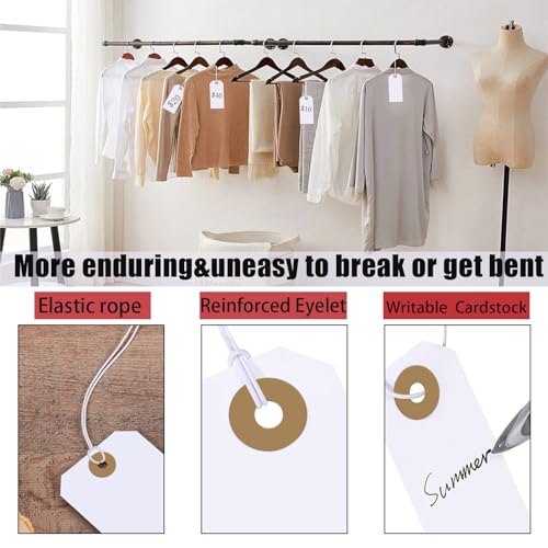 White Tags with String Attached,100 Pcs Large Price Tags, 4.76''×2.36'' - color: White