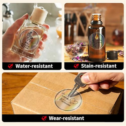 300 Labels/Roll 2" Holographic Transparent Round Thermal Labels, Waterproof Circle Blank Thermal Sticker Compatible with Direct Thermal Label Printers for DIY Logo Designs, Small Business - color: Holographic Transparent, size: 2 Inch