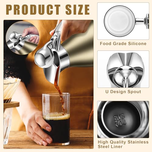 Uiifan 2 Pcs 68oz Thermal Coffee Carafe for Keeping Hot/Cold - color: Champaign Gold